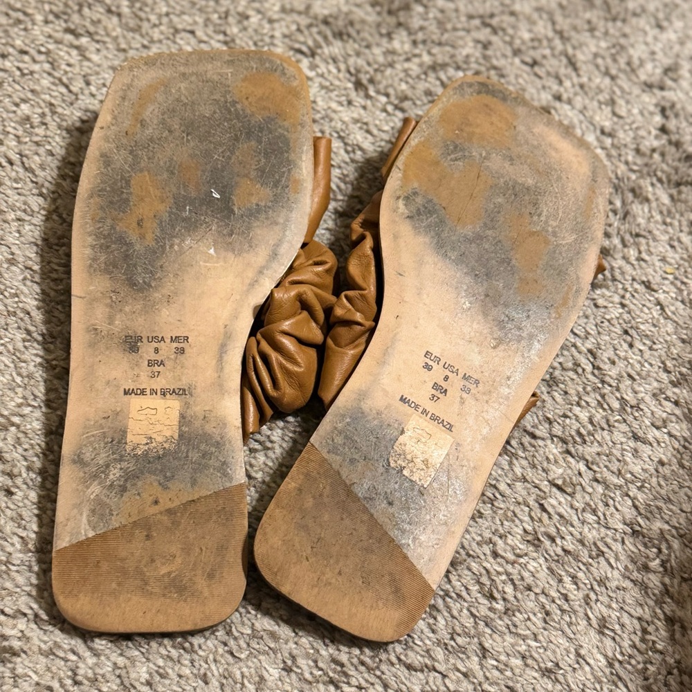 Bruno Menegatti  Brown Ruffled Leather Sandals - Picture 7 of 9